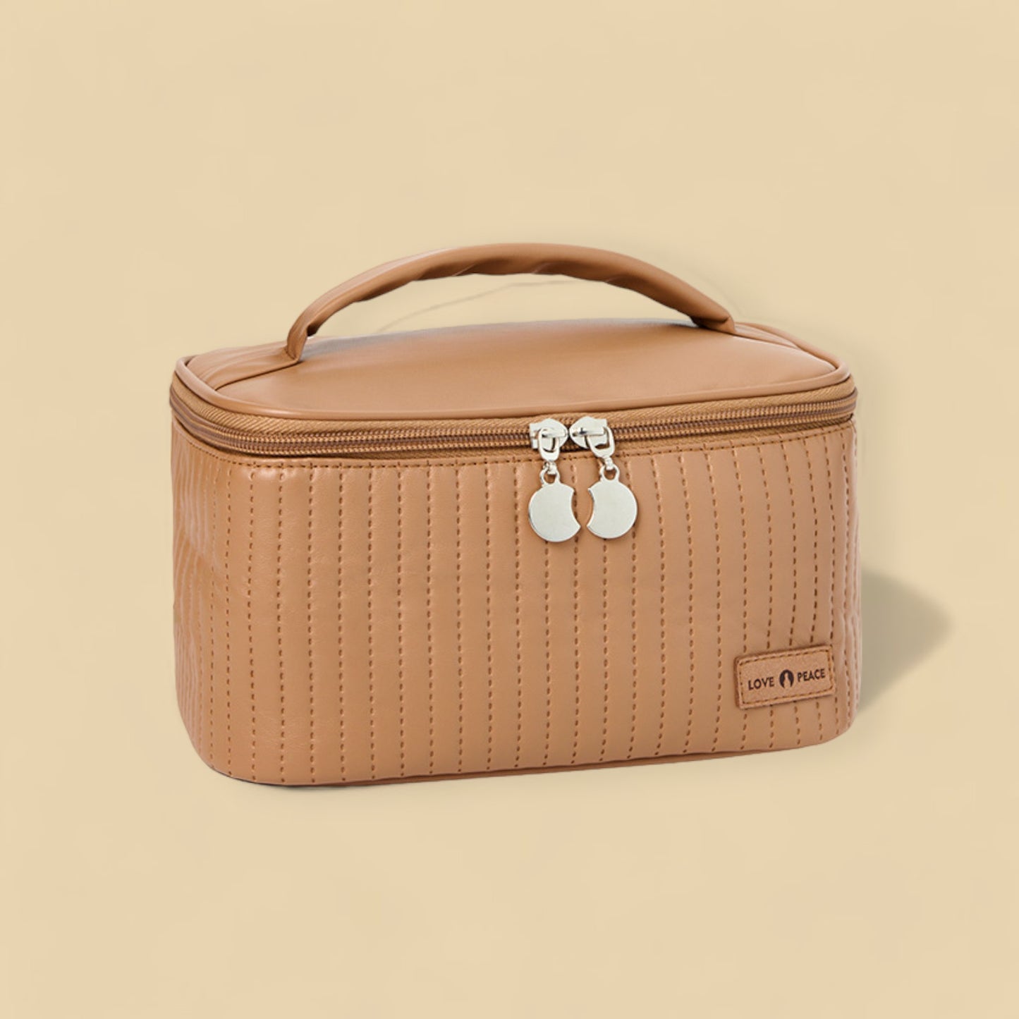 ChicStash Waterproof Leather Makeup Bag - Coffee