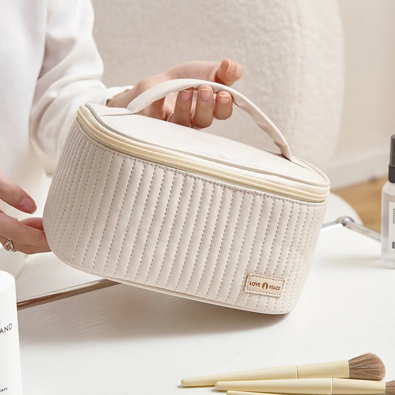 ChicStash Waterproof Leather Makeup Bag - Coffee