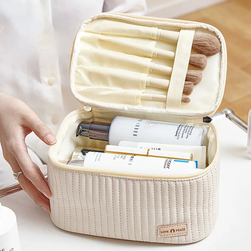 ChicStash Waterproof Leather Makeup Bag - Coffee