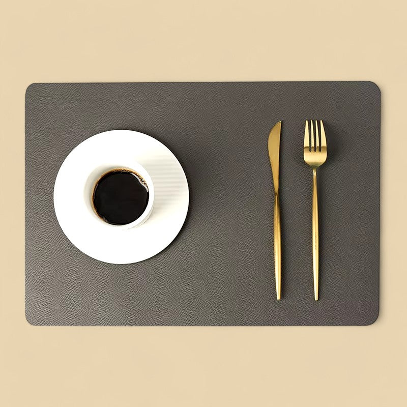 Leather Heat-Proof Placemat, Waterproof - Dark Gray