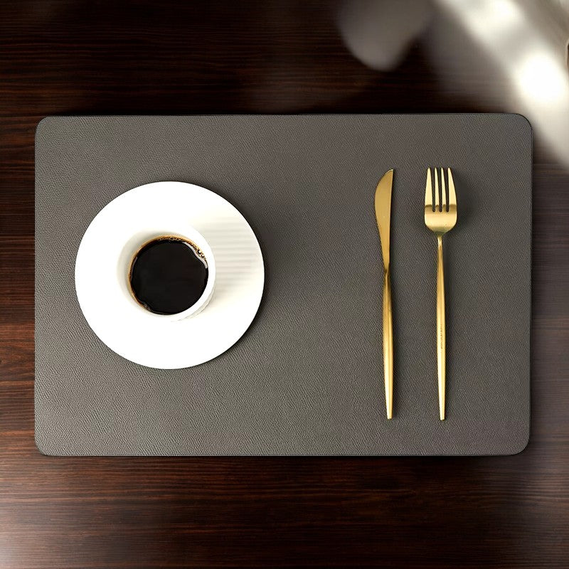 Leather Heat-Proof Placemat, Waterproof - Dark Gray