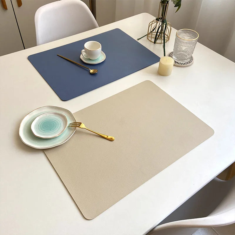 Leather Heat-Proof Placemat, Waterproof - Dark Gray
