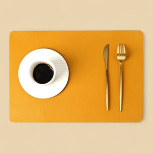 Leather Heat-Proof Placemat, Waterproof - Golden
