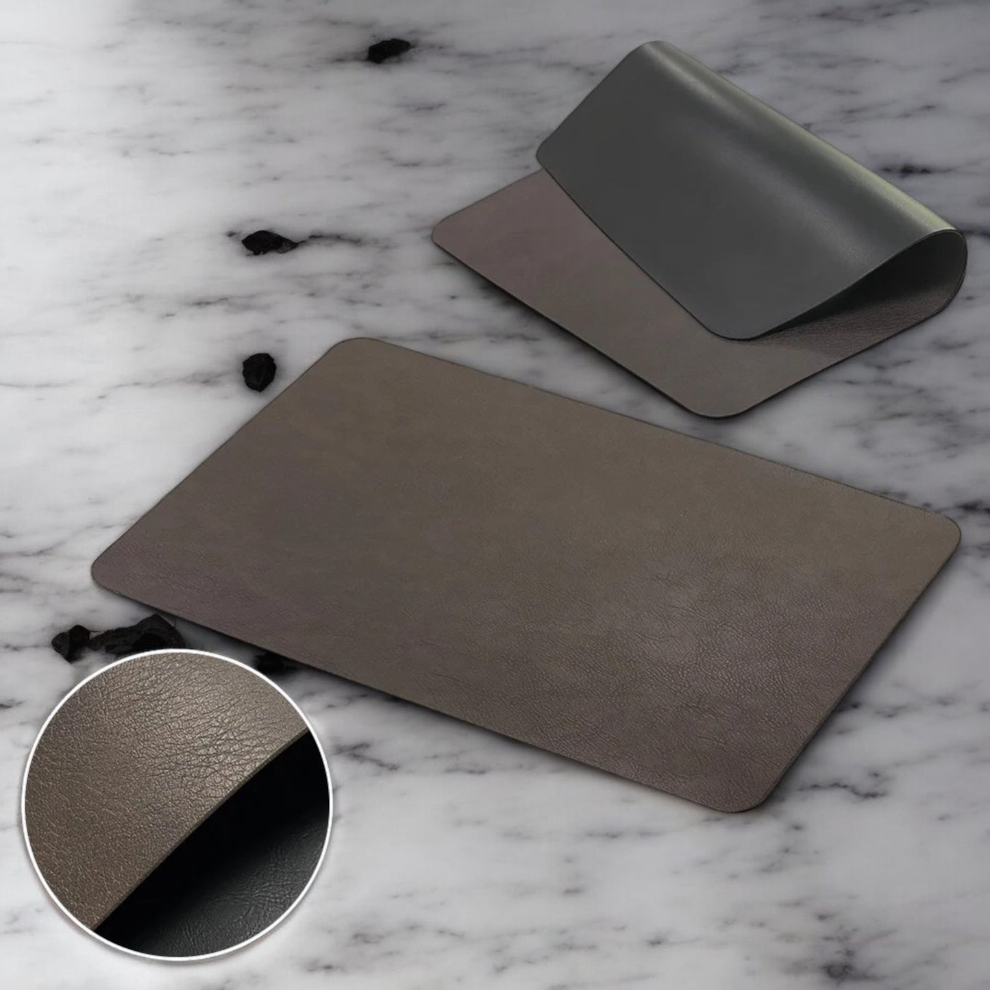 Heat Resistant Leather Placemat - Black Brown