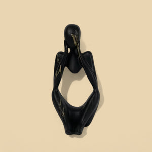 Resin Thinker Statue Art Abstract Sculpture - Black Thinker Middle