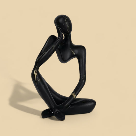 Resin Thinker Statue Art Abstract Sculpture - Black Thinker Left
