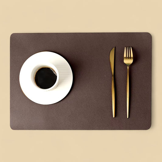 Leather Heat-Proof Placemat, Waterproof - Coffee