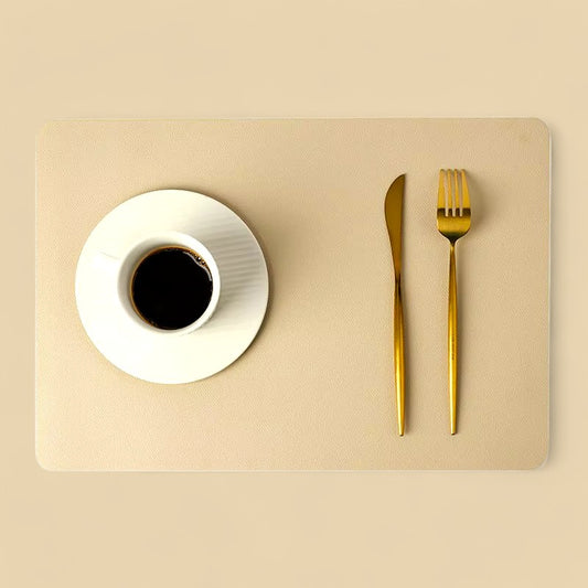 Leather Heat-Proof Placemat, Waterproof - Apricot