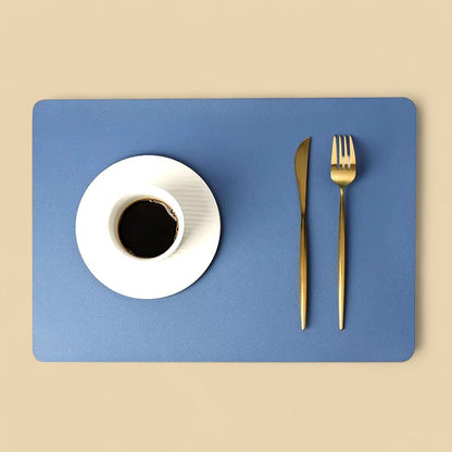 Leather Heat-Proof Placemat, Waterproof - Blue
