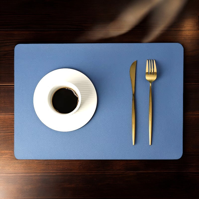 Leather Heat-Proof Placemat, Waterproof - Blue