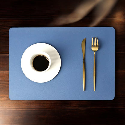 Leather Heat-Proof Placemat, Waterproof - Blue