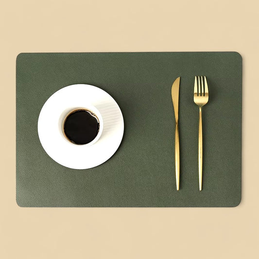 Leather Heat-Proof Placemat, Waterproof - Green