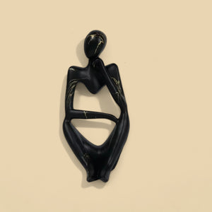 Resin Thinker Statue Art Abstract Sculpture - Black Thinker Right