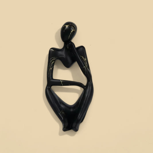 Resin Thinker Statue Art Abstract Sculpture - Black Thinker Right