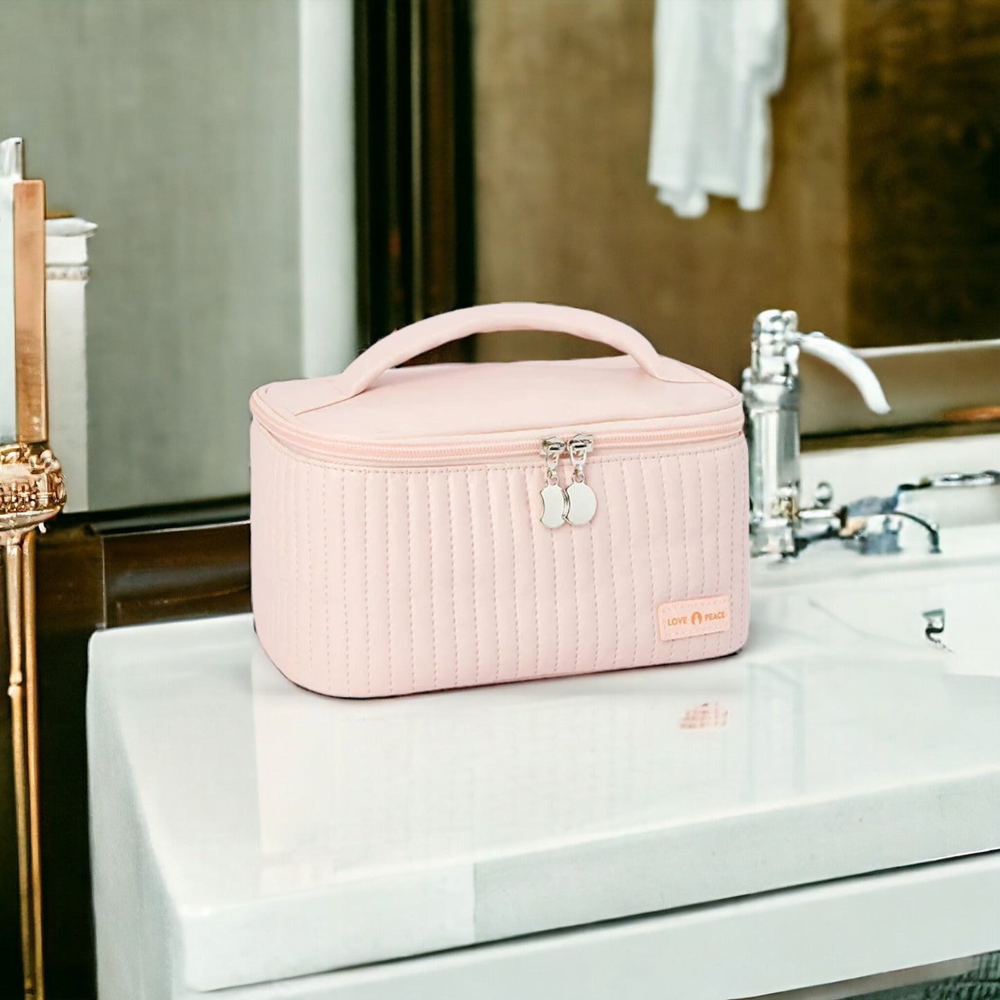 ChicStash Waterproof Leather Makeup Bag - Pink