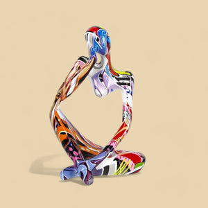 Resin Thinker Statue Art Abstract Sculpture - Colour Thinker Left