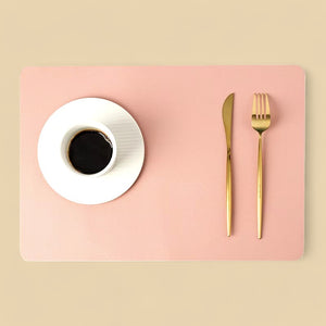 Leather Heat-Proof Placemat, Waterproof - Pink