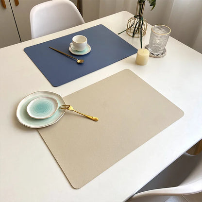Leather Heat-Proof Placemat, Waterproof - Blue