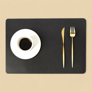 Leather Heat-Proof Placemat, Waterproof - Black