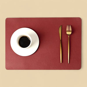 Leather Heat-Proof Placemat, Waterproof - Burgundy