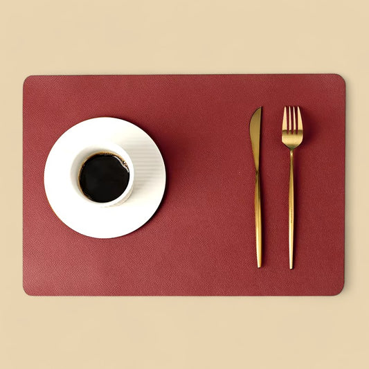 Leather Heat-Proof Placemat, Waterproof - Burgundy