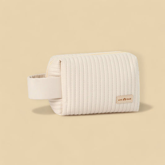 ChicStash Mini Waterproof Leather Makeup Bag - Beige