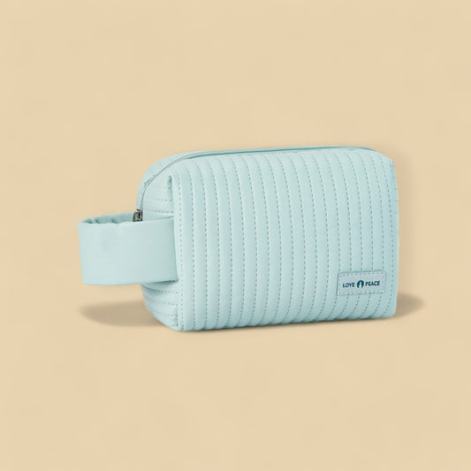 ChicStash Mini Waterproof Leather Makeup Bag - Light Blue
