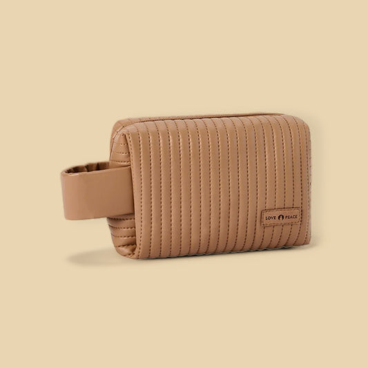 ChicStash Mini Waterproof Leather Makeup Bag - Coffee